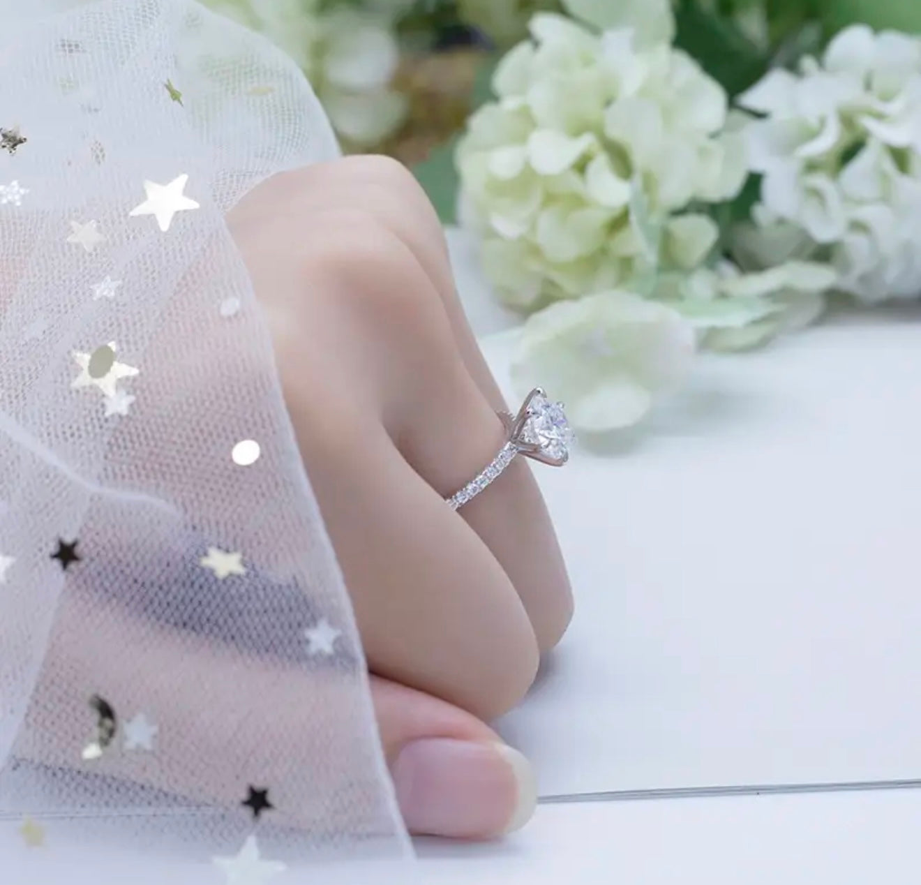 14K White Gold DEF VVS Moissanite Eternity Ring