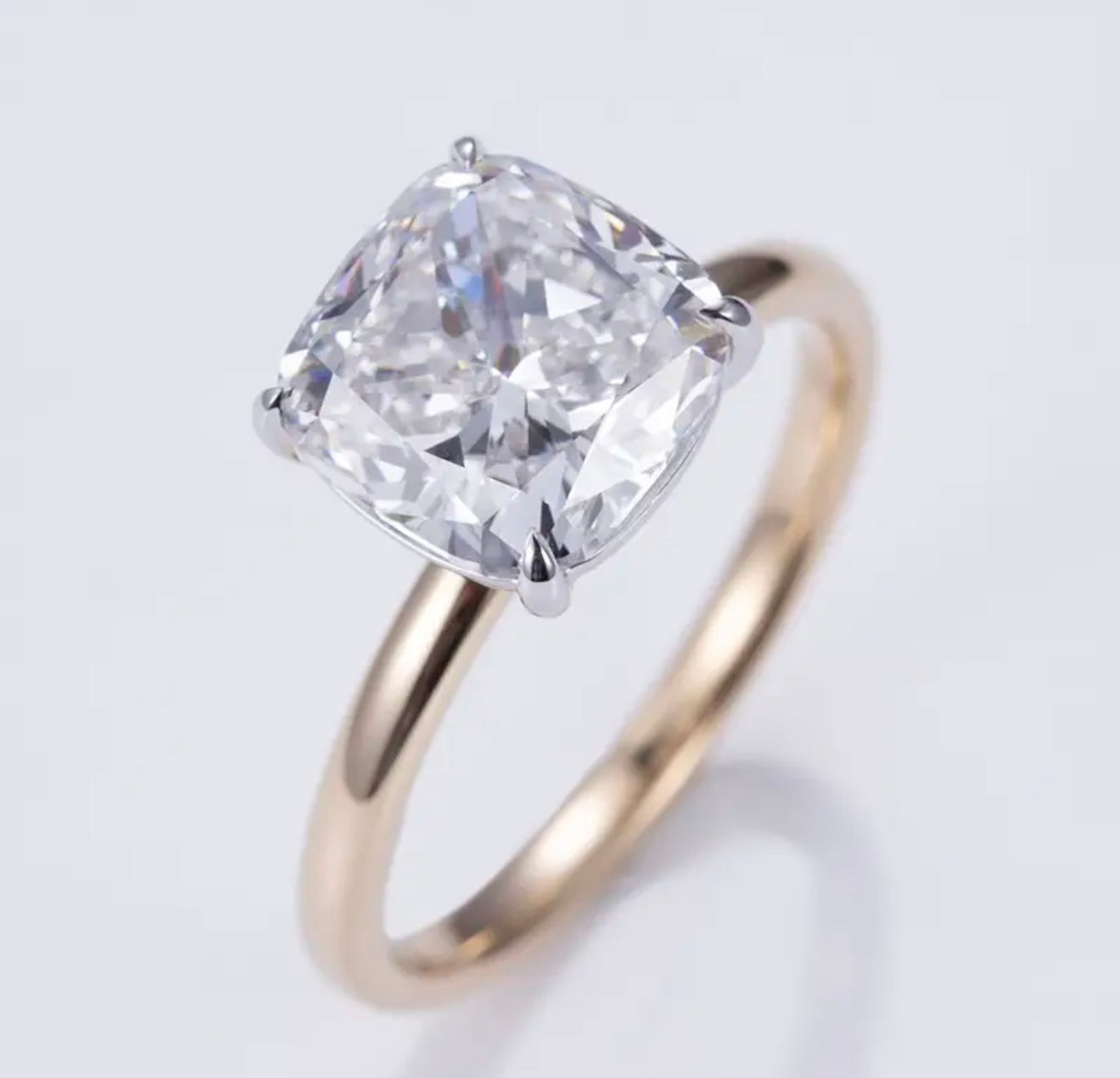 Large size 5ct Cushion lab diamond Solitaire ring