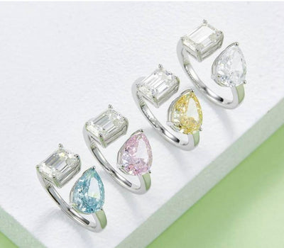 Gorgeous Tear Drop and Emerald cut ring