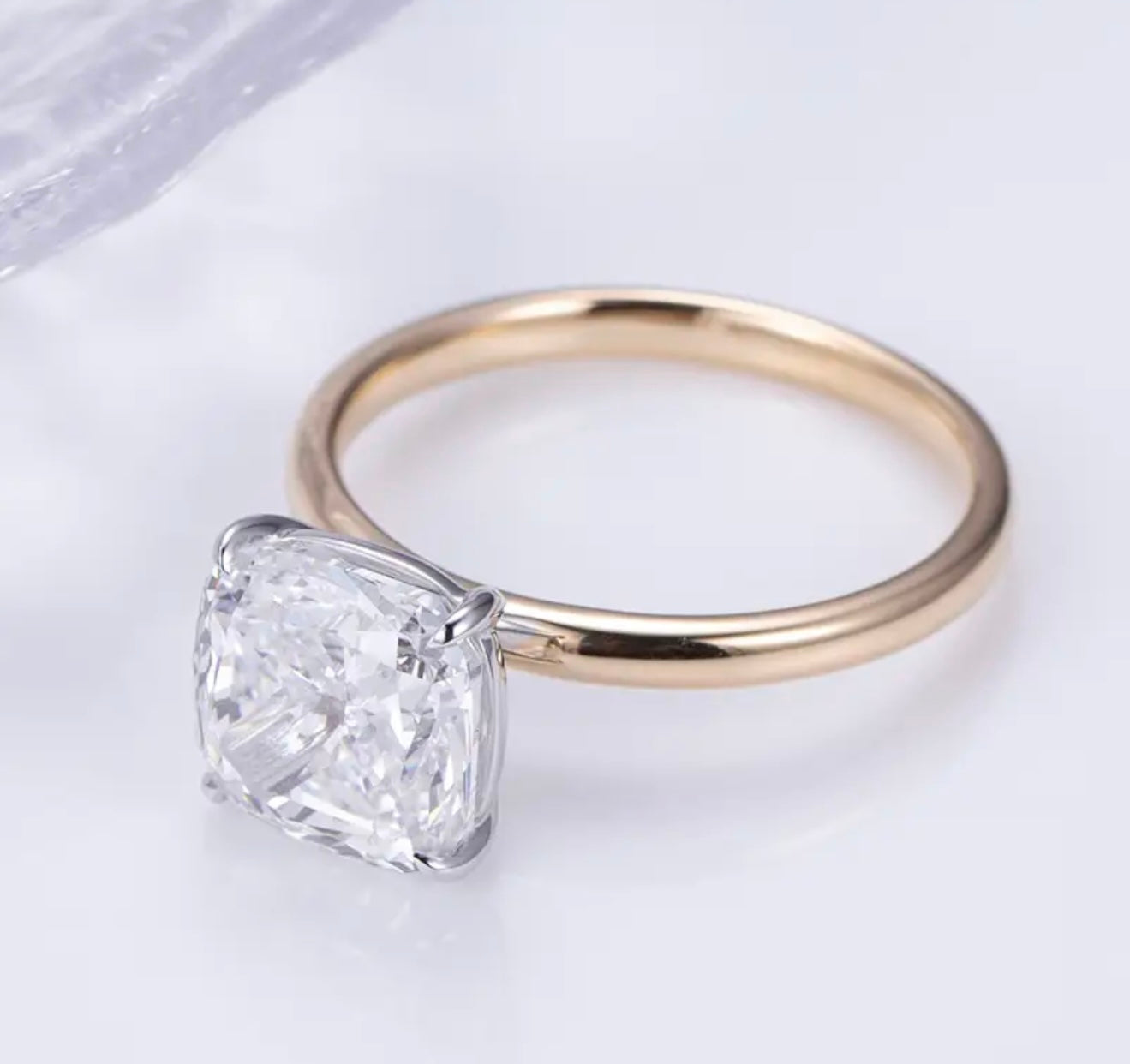 Large size 5ct Cushion lab diamond Solitaire ring
