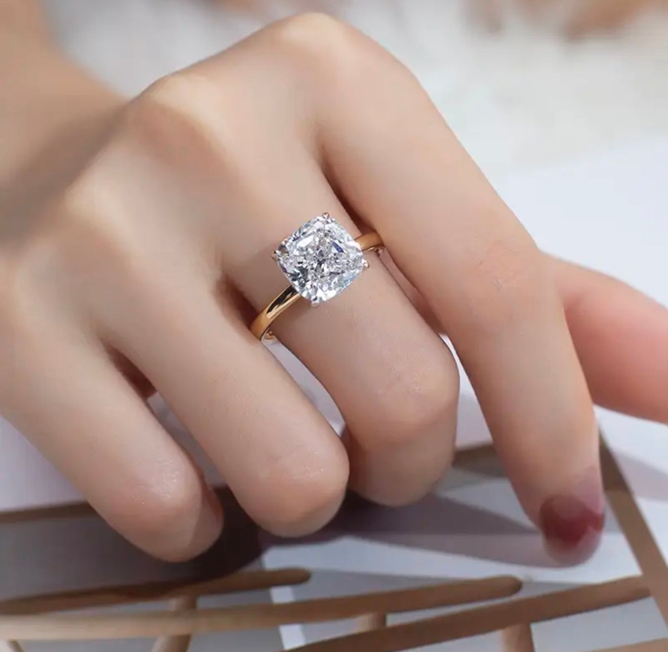 Large size 5ct Cushion lab diamond Solitaire ring