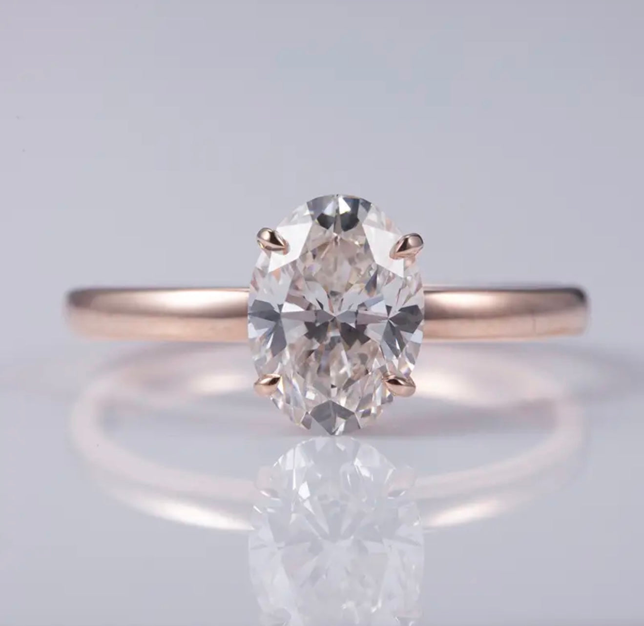 14K Rose Gold 1Ct Lab Grown Diamond Ring