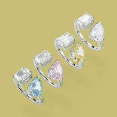 Gorgeous Tear Drop and Emerald cut ring