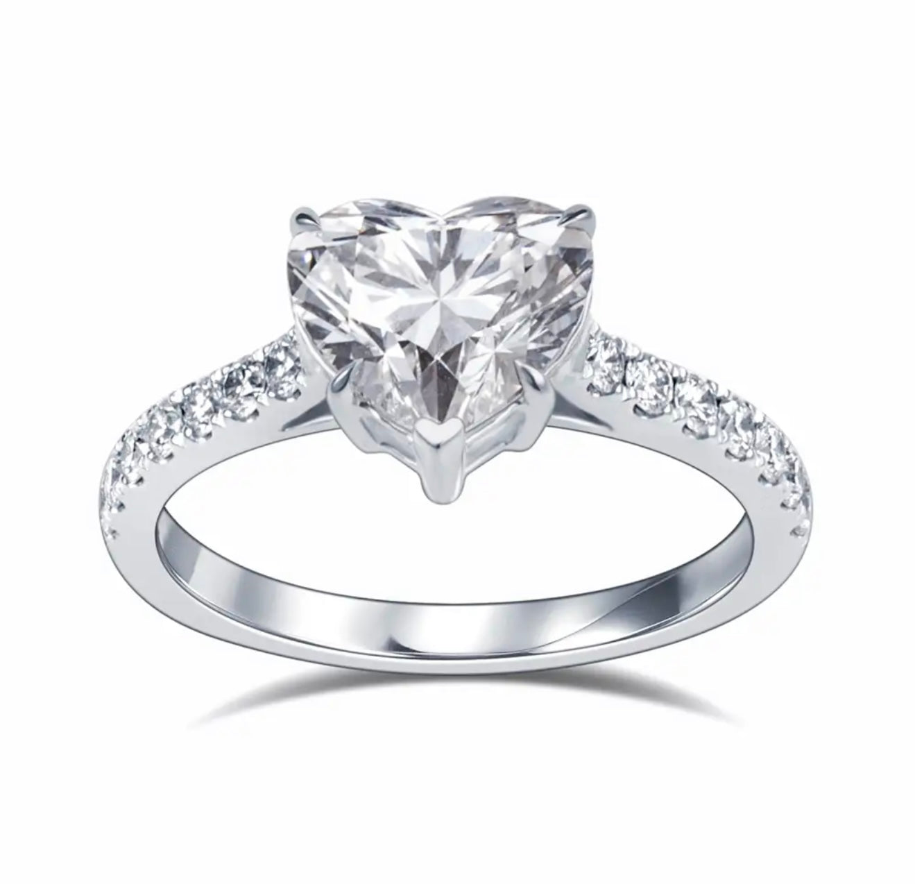 Lab Grown Heart Shaped Solitaire Diamond Ring set in 14K White