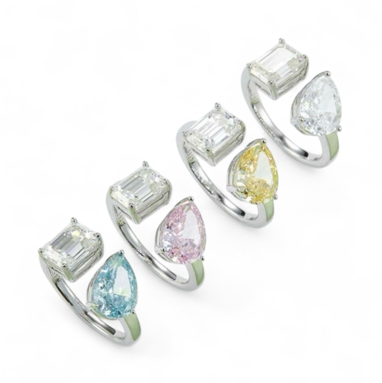 Gorgeous Tear Drop and Emerald cut ring