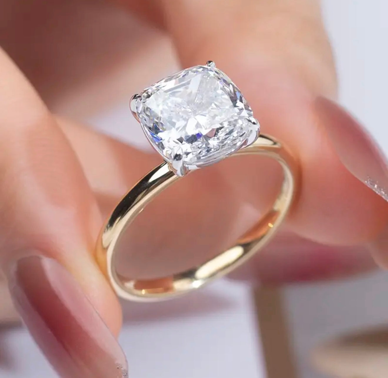 Large size 5ct Cushion lab diamond Solitaire ring