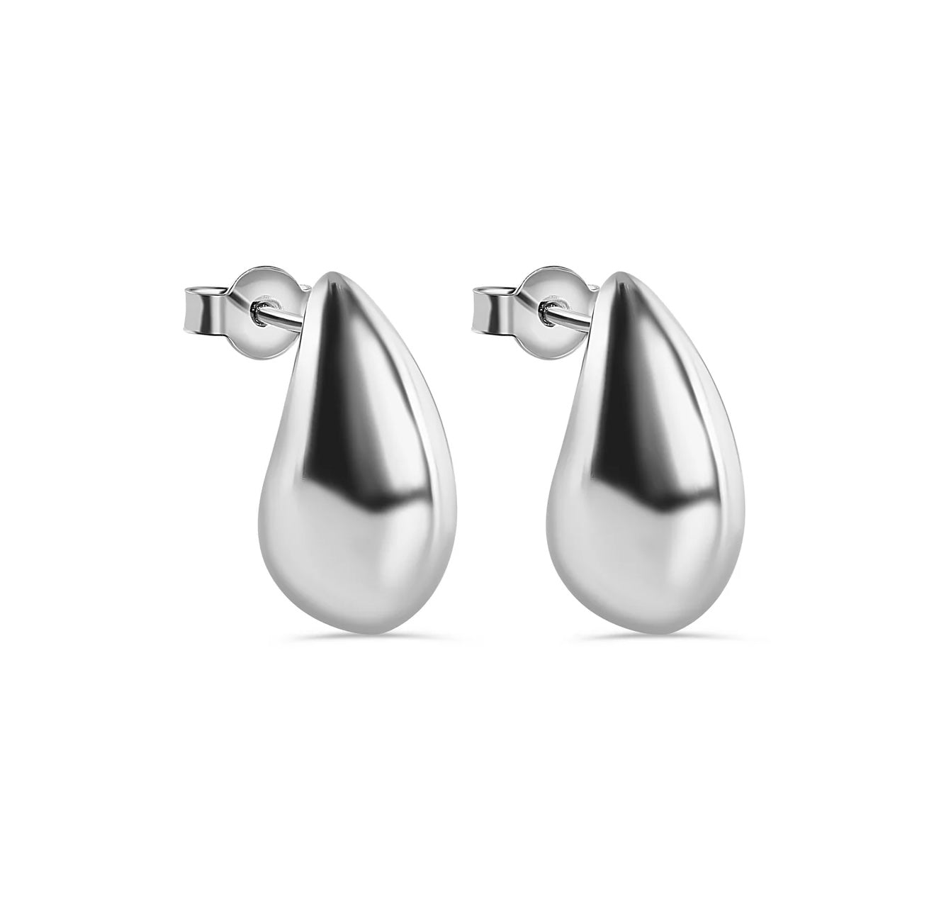 Rhodium Plated 925 Sterling Silver Pear Shaped Earrings