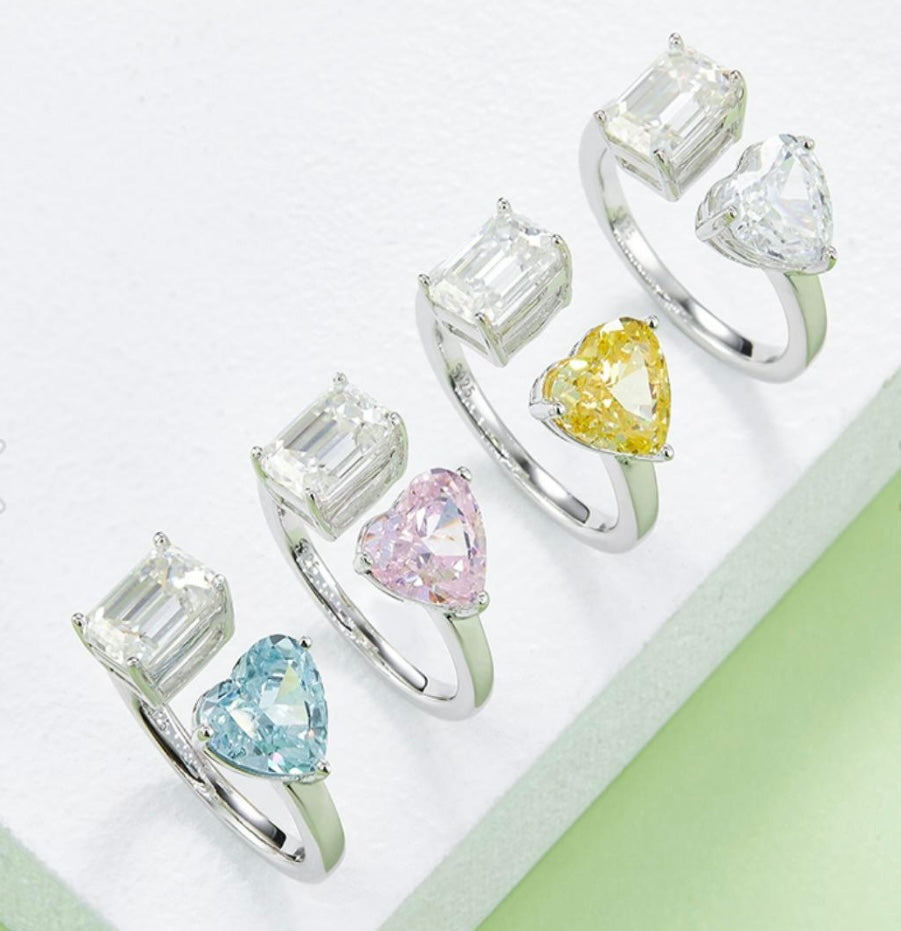 Beautiful Heart and Emerald cut ring