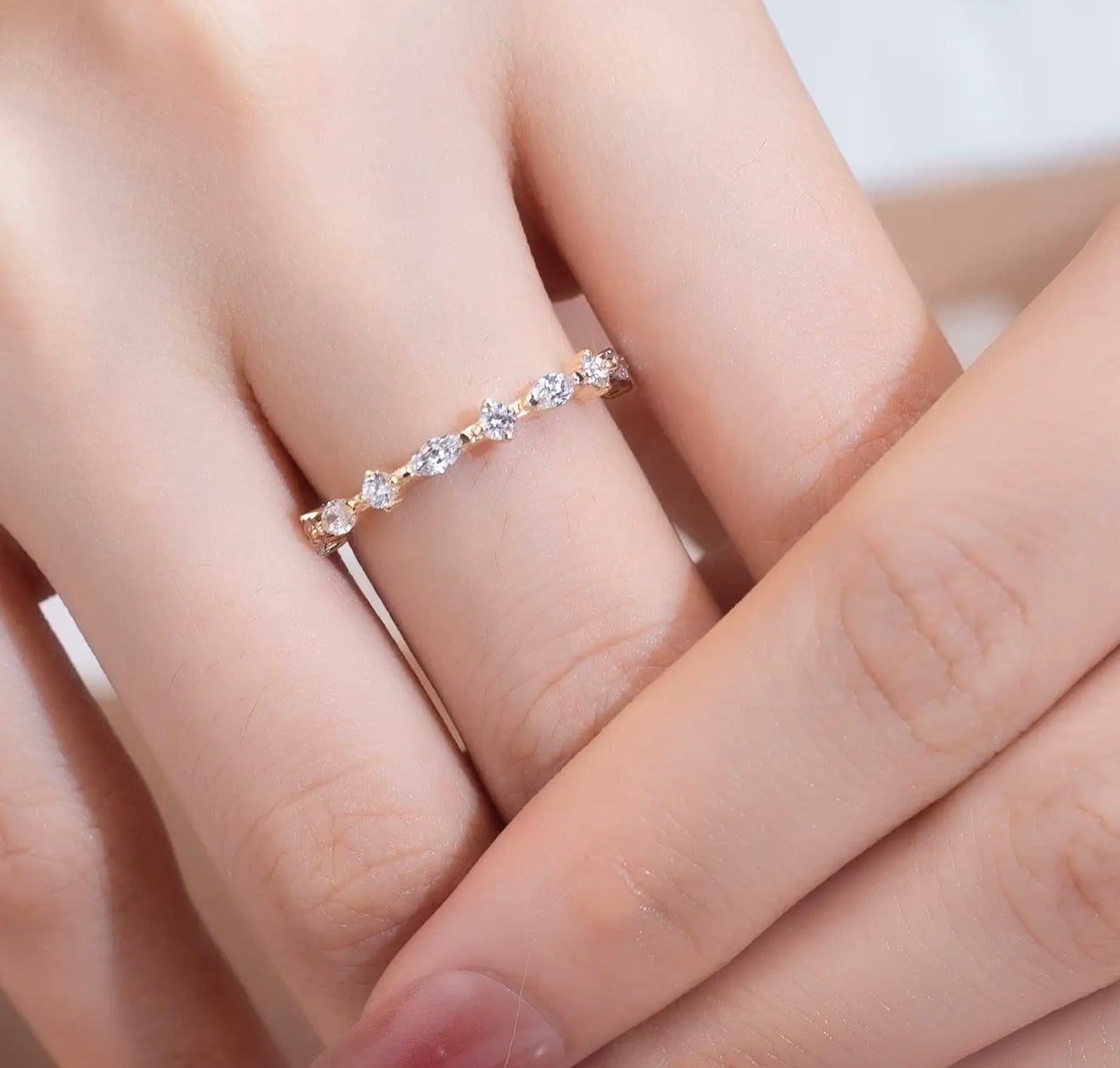 14K Lab Diamond DEF/VS marquise diamond Ring