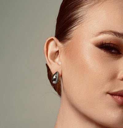 Rhodium Plated 925 Sterling Silver Pear Shaped Earrings