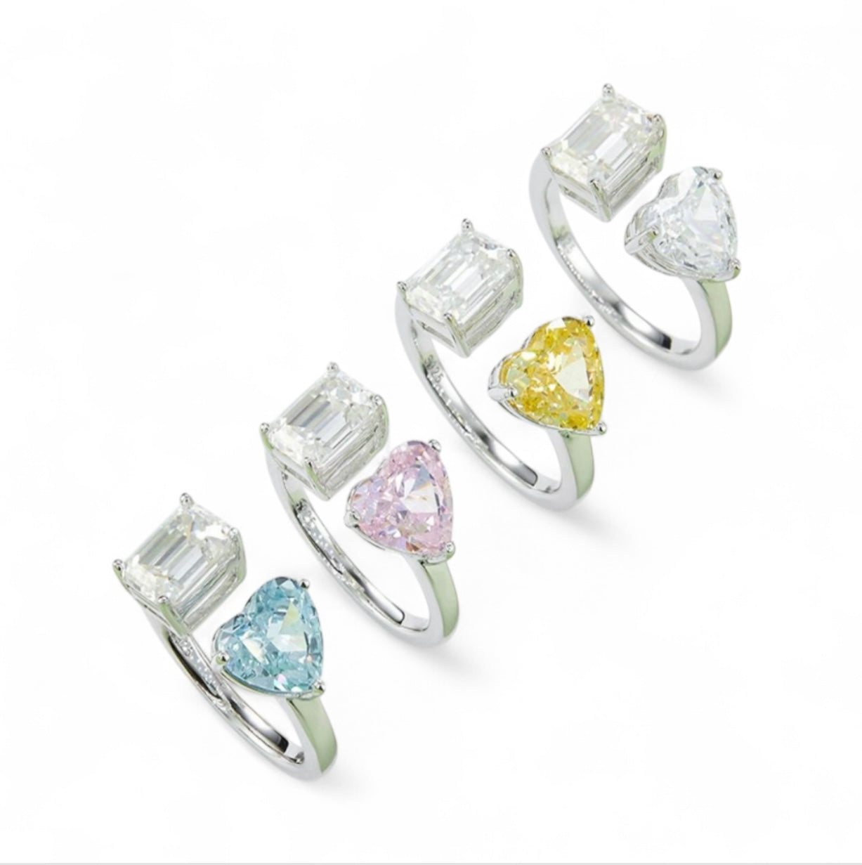 Beautiful Heart and Emerald cut ring