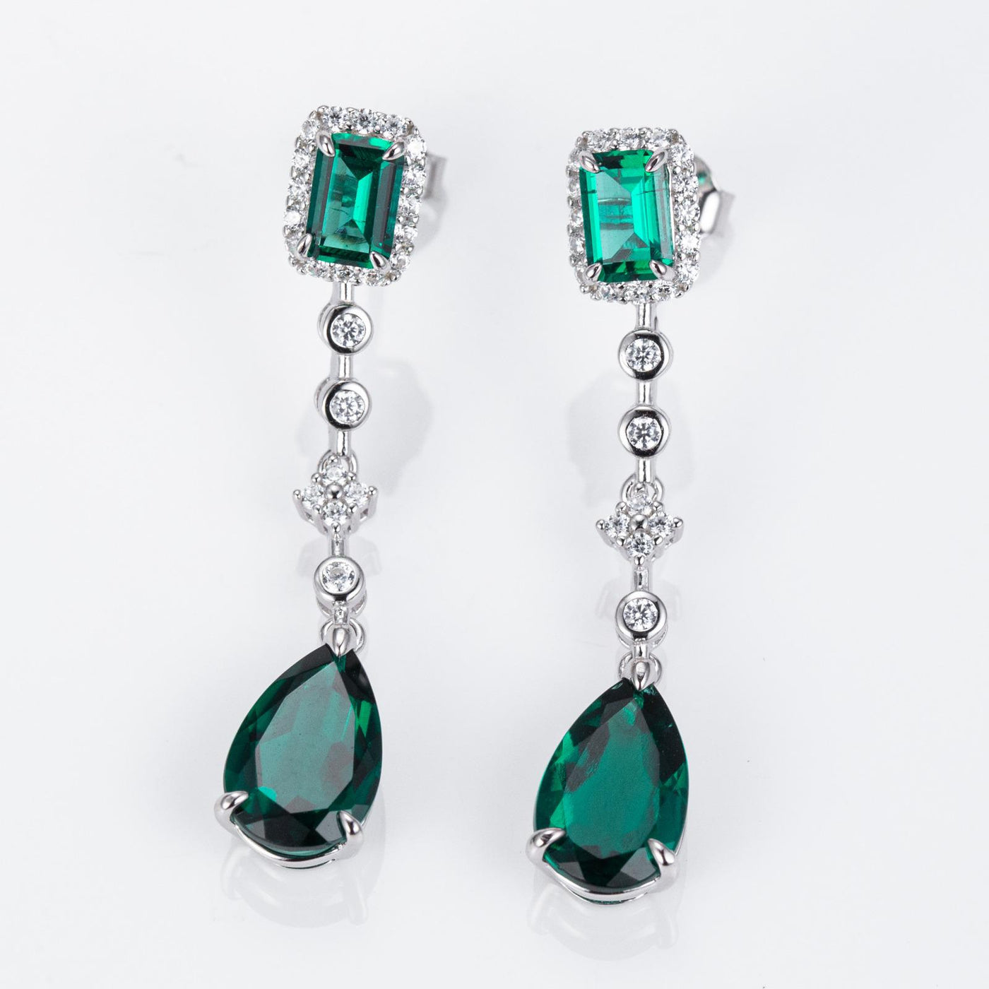 GORGEOUS EMERALD DROP EARRINGS MOISANNITE