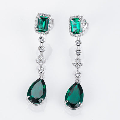 GORGEOUS EMERALD DROP EARRINGS MOISANNITE