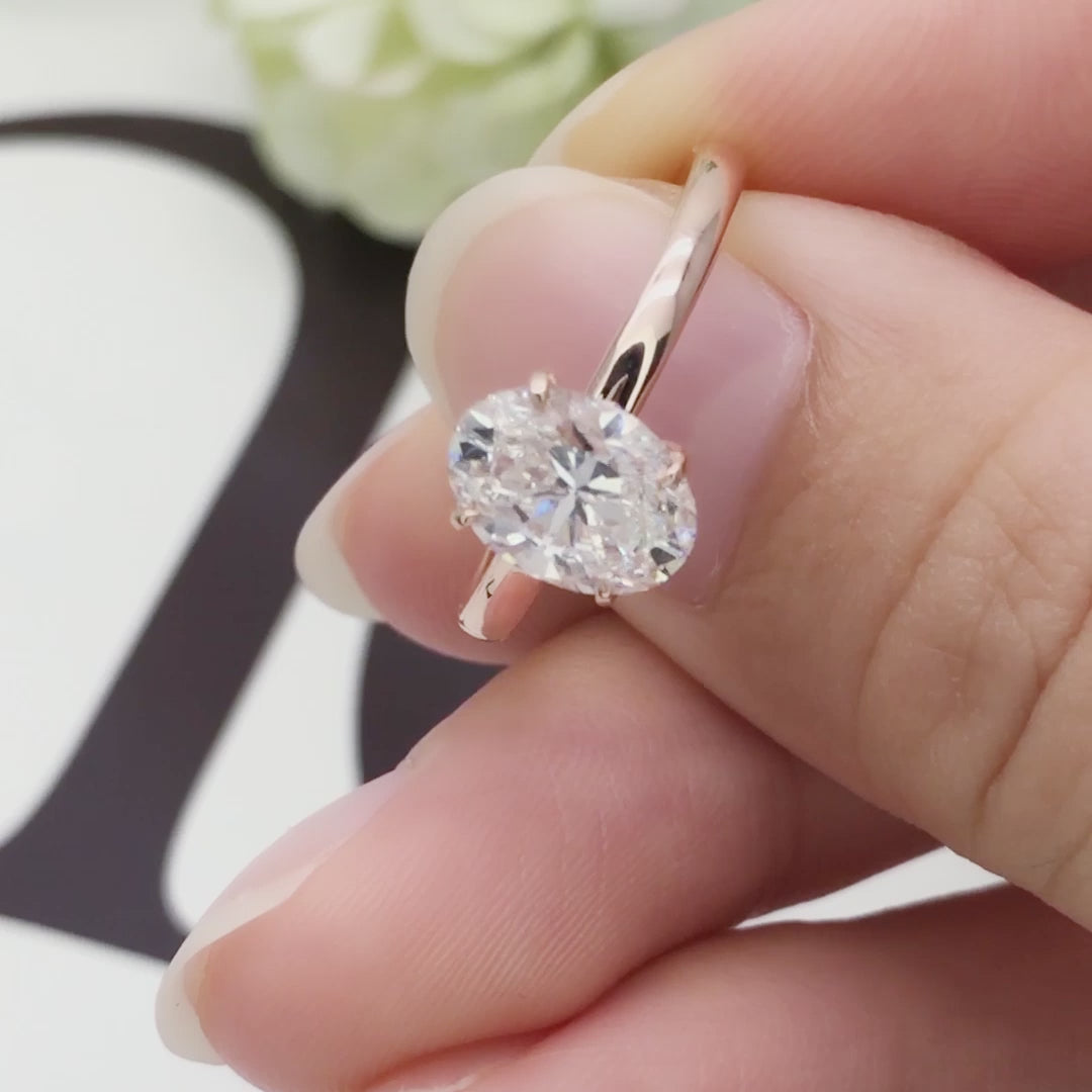 14K Rose Gold 1Ct Lab Grown Diamond Ring